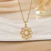 Collar colgante con diseño de flor de circón microincrustado de comercio exterior transfronterizo para mujer, chapado en cobre, oro real de 18 quilates, moda, Joker, sentido de alta gama