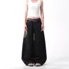 Jeans python negro de pierna ancha, unisex, edición limitada Año de la Serpiente, hoja curva, estilo streetwear americano, hip-hop, geniales y atrevidos, con estampado de serpiente.