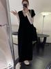 Nuevo Estilo Coreano Otoño e Invierno Estilo Suave Color Sólido Vestido Suéter Chaleco de Longitud Media para Mujer Estilo Holgado Perezoso Vestido de Punto