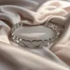 Pulsera Abierta de Acero Inoxidable con Corazón Hueco, Estilosa y de Moda Europea y Americana, Pulsera Creativa Simple en Forma de C de Corazón de Durazno para Mujer