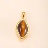Colar de Aço Inoxidável com Pingente Único em Forma de Losango Fundido Transfronteiriço com Pedra Natural, Estilo Vintage, Banhado a Ouro 18K, Joias DIY de Aço Titânio