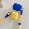Funda de silicona simple con cordón para auriculares compatible con Apple AirPods de 4ª generación Cubierta protectora para auriculares Bluetooth Pro de 3ª y 2ª generación