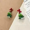 Pendientes de Árbol de Navidad con Lazo, Exquisitos y Atmosféricos, Lindos, Modernos, Dulces, Femeninos y Accesorios de Diseño Único