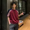 Top Casual de Moda Estilo Americano Bad Boy, Cuello Redondo, Manga Raglán, Corte Holgado, con un Diseño Único y Estilo de Manga Media de Motociclista
