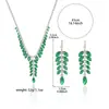 Set Transfronterizo Moda Europea y Americana Joyería de Circonita Pendientes Collar Estilo Ins Espiga Oreja de Trigo Borla Verde Cadena Elegante para Clavícula