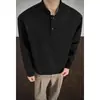 Camiseta de manga comprida com gola Henley para homens, primavera e outono, estilo retrô americano, tamanho grande, camisa base de corte solta para homens
