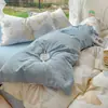 Set de cuatro piezas de algodón de grado A para maternidad e infantil, sábana para dormir desnudo, funda de edredón, gorro de cama, juego de tres piezas para dormitorio de estudiantes, estilo ins, juego de algodón puro