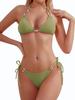 Conjunto de Bikini Triangular de Encaje con Cordones para Mujer de Nylon Transfronterizo Personalizado Sexy Traje de Baño de Dos Piezas Lindo Traje de Baño con Cuello Halter
