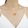 Nuevo Collar de Calabaza Esmaltada Hueca con Diamantes Estilo Chino Colgante de Calabaza Roja Cadena para la Clavícula Nicho Lujo Accesible Collar de Gama Alta