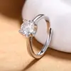 Anillo de Moissanita de Imitación Banda Lisa de Boda Anillo de Diamante Único en Forma de Cuerno de Una Carat Moda Anillo de Diamante Simulado Anillo de Boda para Mujer