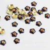 Oro Brillante 18K 8mm Color Caramelo Gota de Aceite Recibo Flor Pintada Doble Color Gorra Cuentas de Pétalos Coloridos Decoración de Joyería DIY