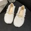 Sapatos Peludos Femininos para Uso Externo 2026 Novos Sapatos de Algodão Outono/Inverno com Forro de Lã Celebriade da Internet Slip-on Estilo Pequeno Chanel Mocassins de Pelúcia