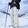 Pantalones impermeables con forro de polar para hombre para otoño e invierno, pantalones de trabajo holgados rectos de moda para exteriores, pantalones casuales gruesos