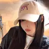 Gorra de Béisbol Bordada de Gato Manchas para Mujer Estilo Coreano Circunferencia de Cabeza Grande Parte Superior Suave Gorra de Béisbol con Visera Mostrando la Cara Pequeña Versátil Sombrero de Ala Ancha