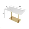 Mesa y Sillas de Negociación de Lujo Ligero Combinación Rectangular Mesa y Sillas de Mármol y Tablero de Roca Mesa Redonda Pequeña para Tienda de Té con Leche y Cafetería