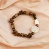 Pulsera de Grano de Café de Cerámica Jingdezhen, Refrescante y que no se decolora, Joyería de Alta Gama para Mujer, Accesorio Versátil de Nuevo Estilo Chino, Mayoreo