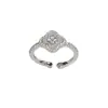 Anel Aberto Minimalista de Moda de Nicho com Concha Incrustada de Diamante e Flor de Quatro Folhas, Anel Elegante de Luxo Leve Versátil para Dedo Indicador Venda por Atacado
