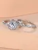 Anillo Redondo de Dos Piezas con Piedra Incrustada, Anillo de Cable Trenzado, Banda de Anillo Cerrado para Mujer de Lujo Ligero, Más Vendido Transfronterizo