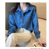 Chaqueta de Mezclilla Retro para Mujer Primavera y Otoño 2025 Holgada de Manga Larga de Longitud Media Diseño de Camisa Capa Camisa de Nicho