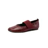 Sapatos Mary Jane de couro para balé francês, estáveis e seguros, outono de 2026, sapatos femininos confortáveis, rasos, bico redondo, couro genuíno