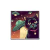 Broche de Gato Preto Espacial Legal Insígnia de Metal Acessórios para Roupas Alfinete de Lapela Padrão de Paisagem Geométrica Redonda Venda por Atacado de Fábrica