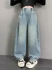 Jeans de Corte Curvo para Niñas Primavera 2026 Nuevo Estilo Pantalones de Pierna Ancha para Niñas de Secundaria y Mayores Pantalones de Pierna Recta