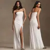 Vestido Branco Europeu e Americano Transfronteiriço Ombro a Ombro, Vestido de Madrinha, Vestido para Grupo de Irmãs, Vestido Longo, Vestido de Nicho Slim Fit para o Dia a Dia