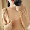 Suéter de punto para mujer otoño e invierno Nuevo Cuello redondo Delgado Sin lana Suéter corto Talla grande Pulóver Camiseta básica Venta al por mayor