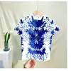 Camiseta de Manga Curta Plissada de Alta Qualidade Camiseta Feminina Verão Estampada Ajustada Emagrecedora Top Elástico Sensação de Alta Qualidade