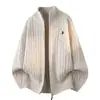 Bestseller transfronterizo: suéter de punto cárdigan con cuello alto trenzado retorcido de marca moderna para hombre, directo de fábrica