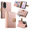 Adequado para capa de couro com zíper, slot para cartão, suporte e compartimento para Galaxy ZFold8, celular flip dobrável largo