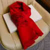 Cachecol Vermelho Chinês com o Caractere '' para o Ano de Nascimento, Adequado para Homens e Mulheres, Presente de Outono e Inverno, Protetor de Pescoço para Pessoas de Meia-Idade e Idosos