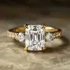 Anel Quadrado Clássico com Incrustação Cao Shi para Mulheres, Novo Acessório de Casamento de Primavera da Temu, Anel com Arranjo Geométrico Circular