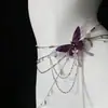 Collar y Cadena de Cintura de Borla de Mariposa Super de Hada, Moderno y Versátil, Estilo Dulce y Fresco, Perfecto para Viajes y Fotos, Cadena de Cintura de Mariposa Morada