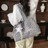 Bolsa Tote Estilo Coreano Estrela Preguiçosa Bordada com Letras Feminina Para Aula Trabalho Casual Versátil Grande Capacidade Ombro Único Bolsa Macia