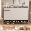 Zapatero de madera maciza para puerta de entrada del hogar, armario de entrada interior, armario de almacenamiento de gran capacidad, zapatero de balcón integrado