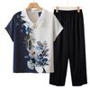 Camisa elegante de verano para madres de mediana edad y mayores, de manga corta y estilo moderno.