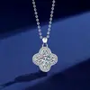 Collar de plata de ley S925 con trébol de cuatro hojas y moissanita de 1 quilate para mujer, cadena para la clavícula de lujo ligero, regalo para el Día de San Valentín chino, venta al por mayor