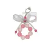 Cadena para Teléfono con Lazo de Perlas Rosa Dulce Nuevo de Verano Colgante para Bolso Mariposa Rosa con Pedrería Llavero