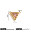 Pingente Triangular de Diamante Banhado a Ouro em Aço Inoxidável, Enfeite Pendente Multi-Colorido com Pedras Preciosas de Duplo Furo, Acessórios para Pulseiras e Colares DIY