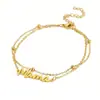 Pulsera de Doble Capa con Letra Transfronteriza Europea y Americana, Estilo de Temperamento Dorado a la Moda, Regalo de Moda para Viajes Diarios para Chicas, Regalo para Mamá