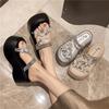 Pantuflas de Estilo Urbano de Alto Valor con Mariposas de Pedrería, Nuevo Estilo de Verano, Diseño Versátil, Zapatos de Plataforma con Suela Gruesa