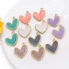 Pingente de Coração de Pêssego Esmaltado Grande de Aço Inoxidável 18x21mm Salpicado com Ouro Pingando Óleo para Colar DIY Corrente de Celular Acessórios de Joias