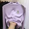 Camiseta interior térmica para niña de otoño e invierno, elegante y dulce, estilo coreano, de manga larga, interior cepillado para niñas pequeñas