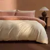 Juego de Cama de Cuatro Piezas de Algodón Puro de Lujo Ligero de Gama Alta Funda Nórdica de Algodón Puro Simple Forro Polar Cepillado Espeso Sábana Bajera Sábana Plana Ropa de Cama Cálida para Dormitorio
