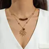 Collar Colgante de Girasol de Doble Capa Moda Joyería Transfronteriza Europea y Americana Collar Sencillo Plano de Serpiente Comercio Exterior Wholesale