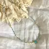 "Menta" Verde Menta Fresco Corazón Forma Piedra Natural Cuentas Cadena Clavícula Collar para Mujeres con Diseño Artístico Único