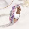 Pulseira trançada de couro PU multicolorido com cordão de mão para homens e mulheres, pulseira de couro com corrente de anel de Möbius high street, marca da moda