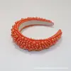 Diadema de perlas de lujo europea y americana, pasador de pelo, diadema de red para la parte superior de la cabeza, diadema roja para el cabello, presión lateral ancha, industria pesada exagerada, para mujer, venta al por mayor