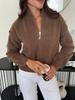 Suéter Jacket Retro Japonés y Coreano con Doble Cremallera Nuevo para Mujer Otoño e Invierno Ambiente Solapa Casual Versátil Cárdigan Tejido